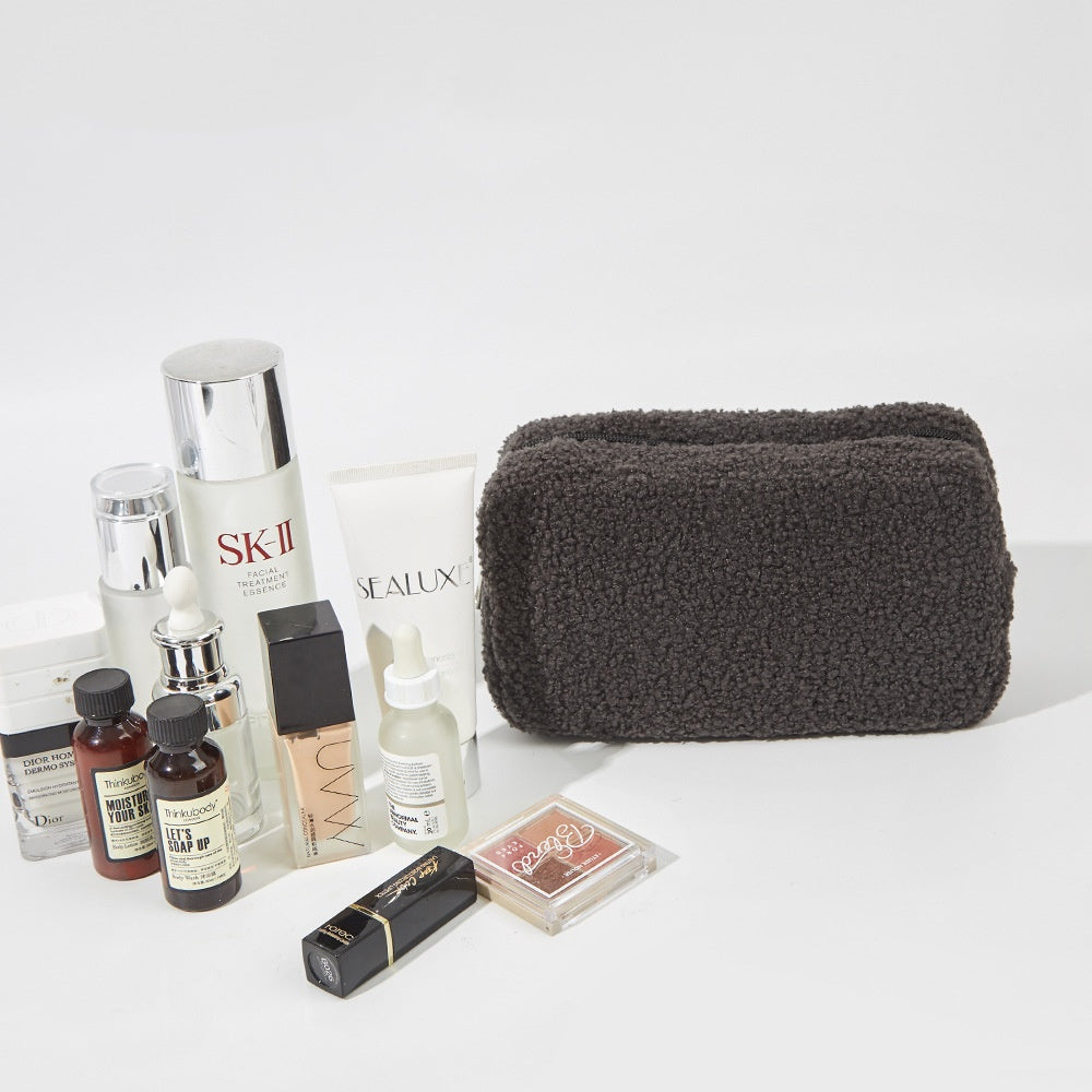 Cozy Velvet Skincare Bag with Room for Everything