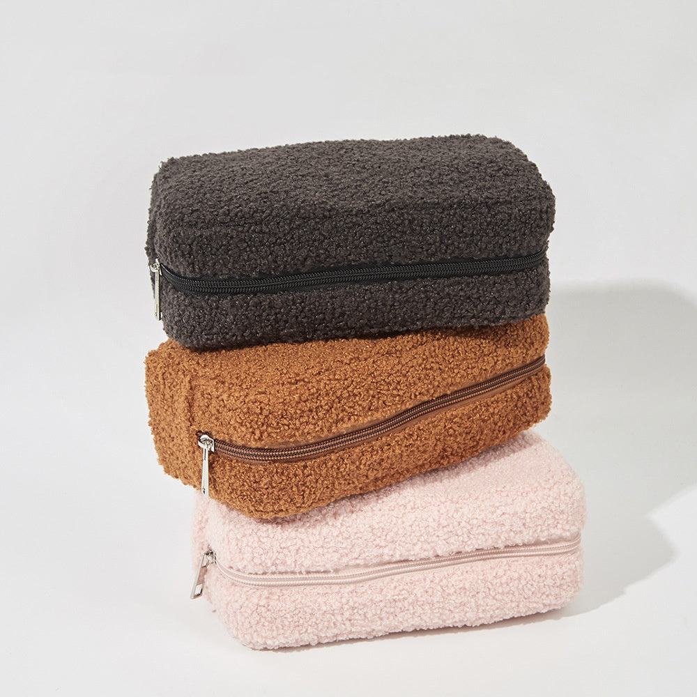 Cozy Velvet Skincare Bag with Room for Everything