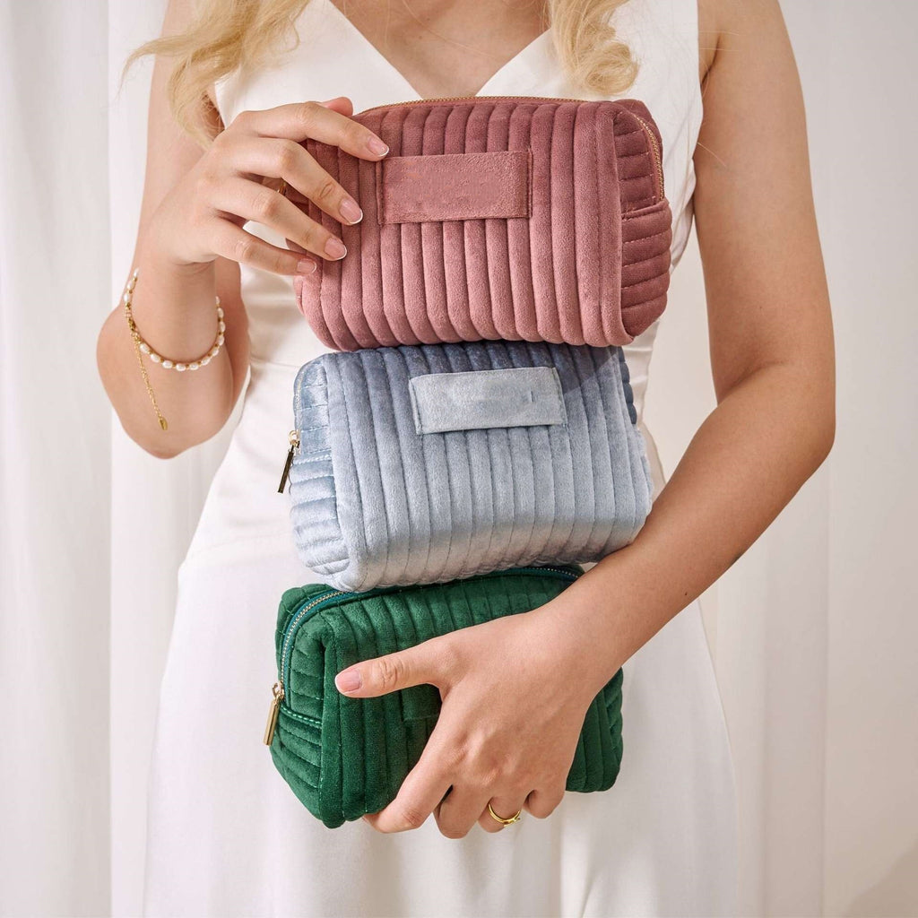 Soft Velvet Plaid Beauty Bag for Skincare Essentials